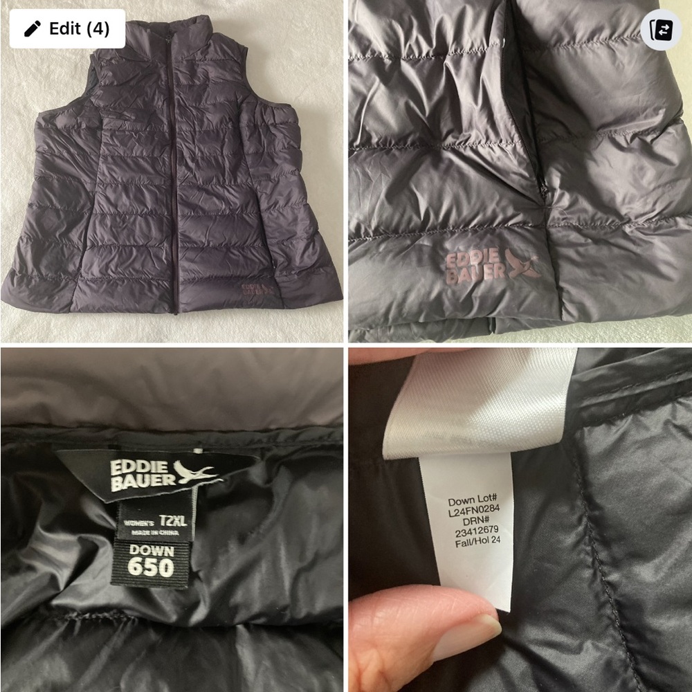 Eddie Bauer Wmn’s CirrusLite Down Vest - Size T2XL. Merlot. 650 Fill Down. Nylon